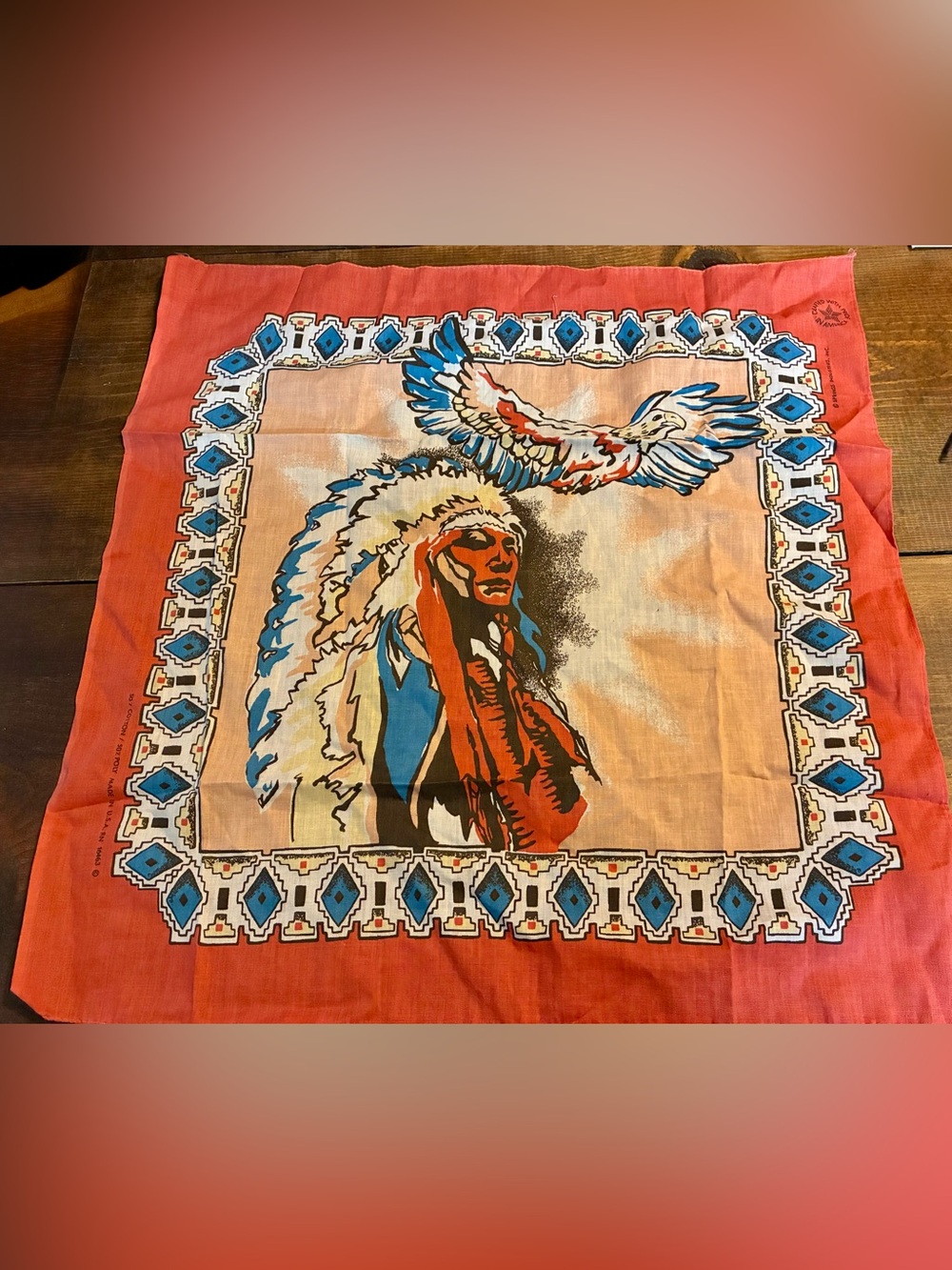 Boho Native-Inspired Native American Style 22x22" bandana - Vintage,